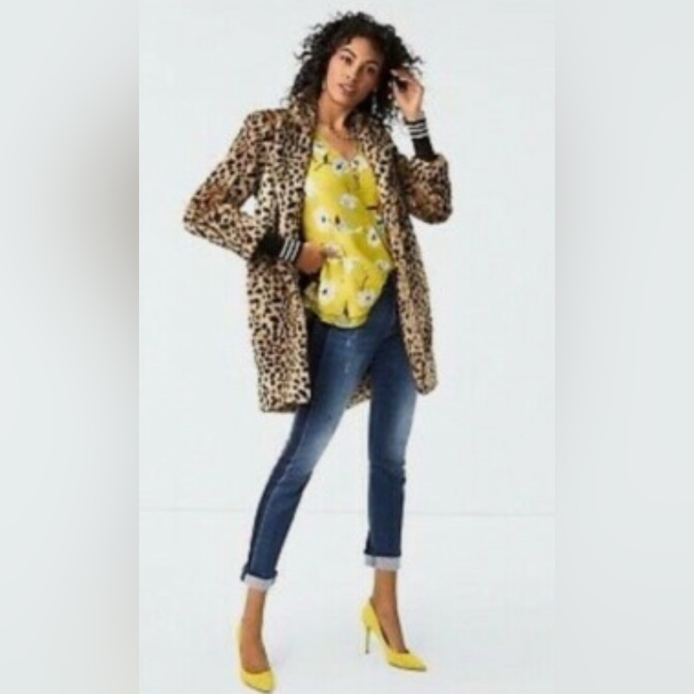 CAbi Leopard Print Coat in Tan and Black